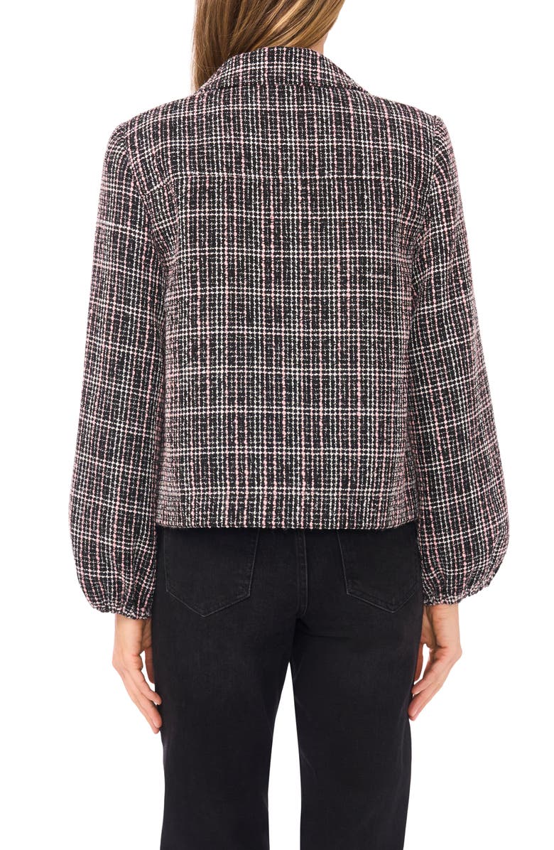 CeCe Balloon Sleeve Tweed Jacket, Alternate, color, Rich Black