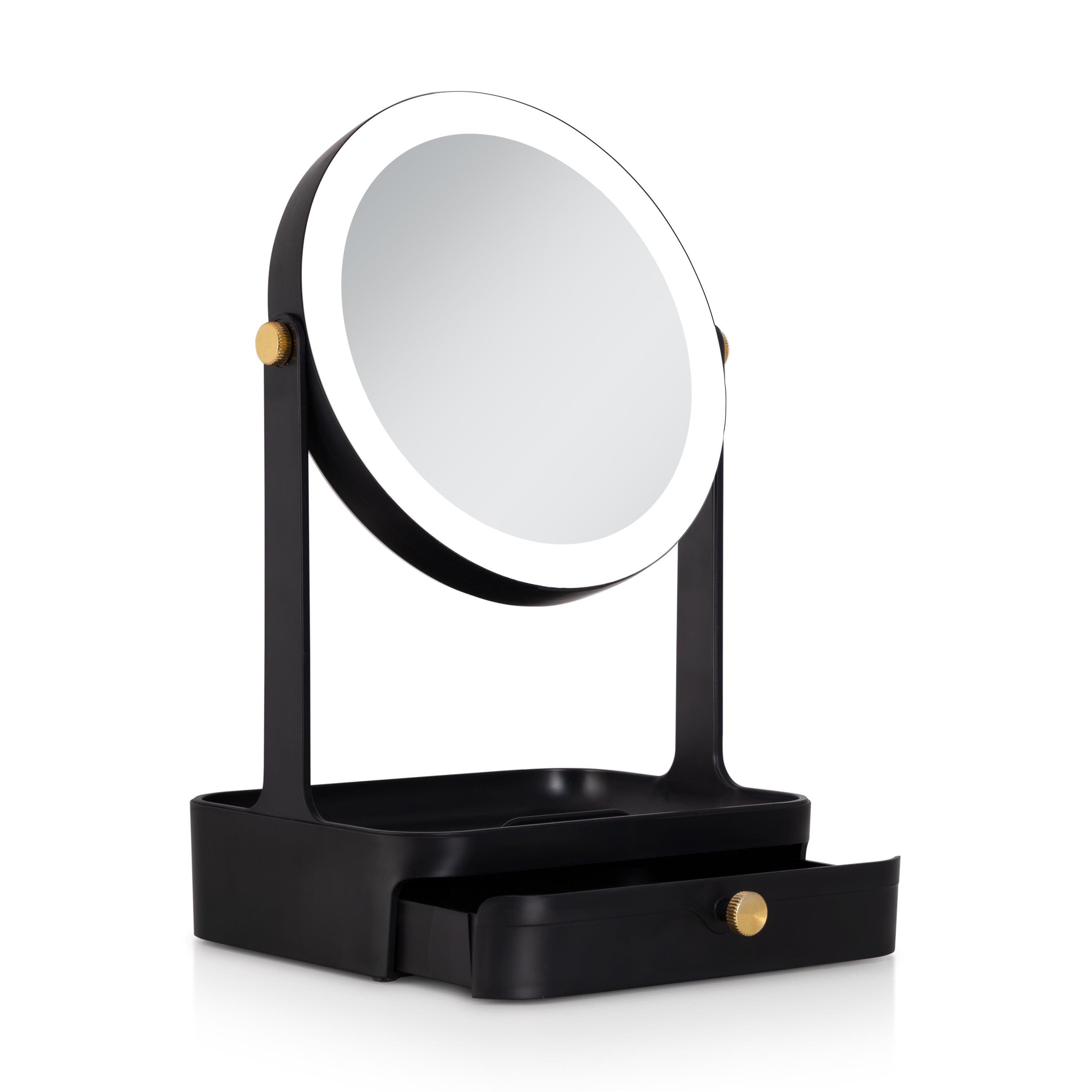 Zadro Back-to-School LED Lighted Makeup Mirror with Tray & Drawer in Black 
