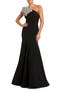 Crepe One Shoulder Gown With Flower