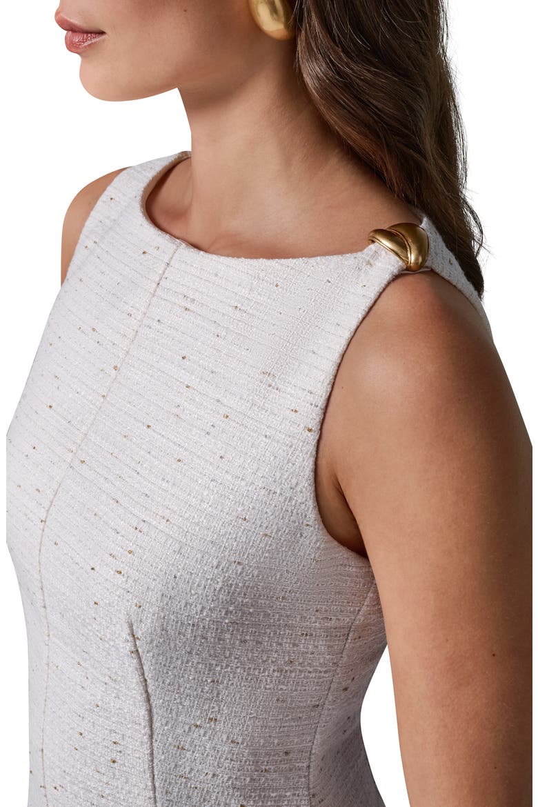 Tweed Sheeth Dress, Alternate, color, CREAM/ GOLD