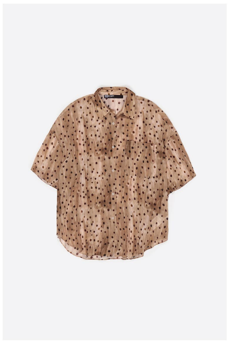Dots Short-Sleeve Pleated Shirt, Alternate, color, WATERCOLOR DOTS