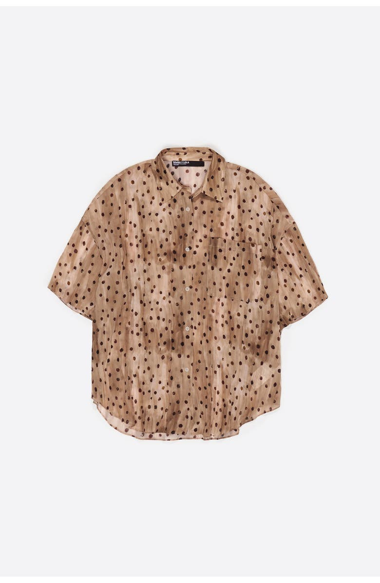 Bimba y Lola Dots Short-Sleeve Pleated Shirt, Alternate, color, Watercolor Dots
