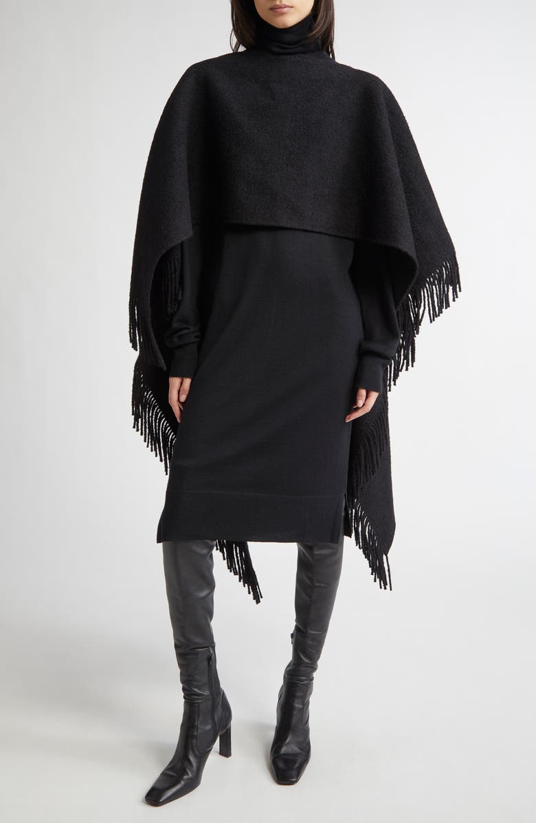 TOTEME Longline Turtleneck Organic Cotton & Cashmere Sweater, Alternate, color, Black