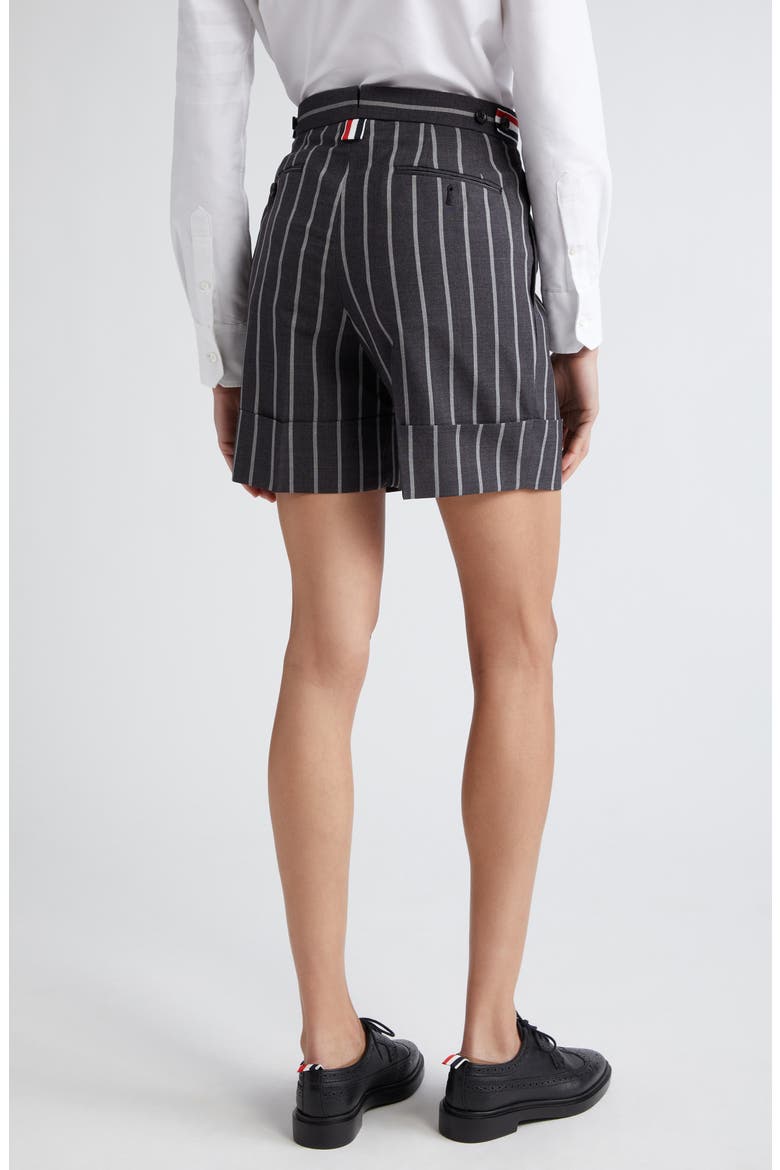 Side Tab Wool Straight Leg Shorts, Alternate, color, DARK GREY