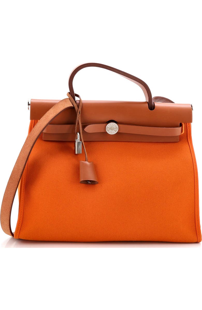 Pre-Owned Hermes Herbag Zip Leather and Toile 31, Main, color, Abricot