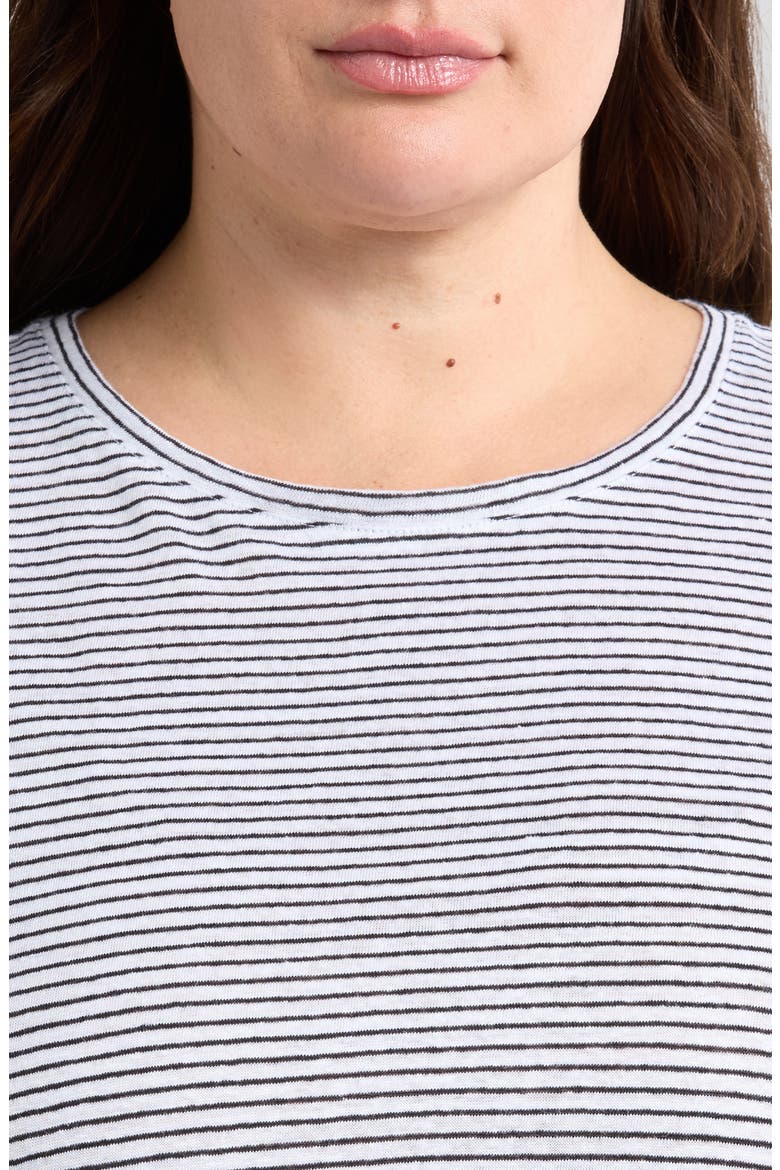 Stripe Organic Linen T-Shirt, Alternate, color, WHITE/ BLACK