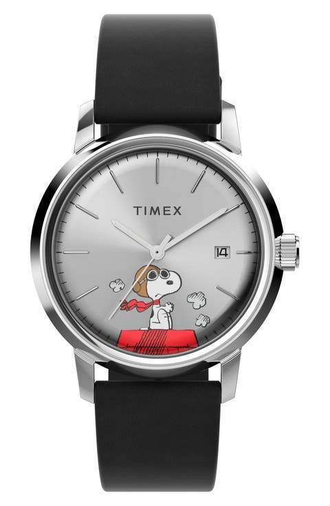 Peanuts Marlin Leather Strap Watch