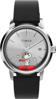 Timex® Peanuts Marlin Leather Strap Watch