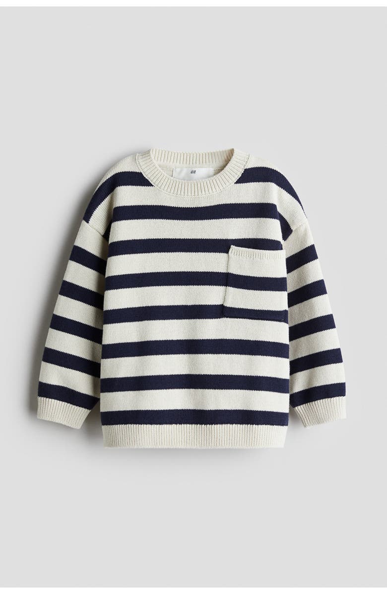H&M Cotton Jumper, Main, color, White/Navy Blue Striped