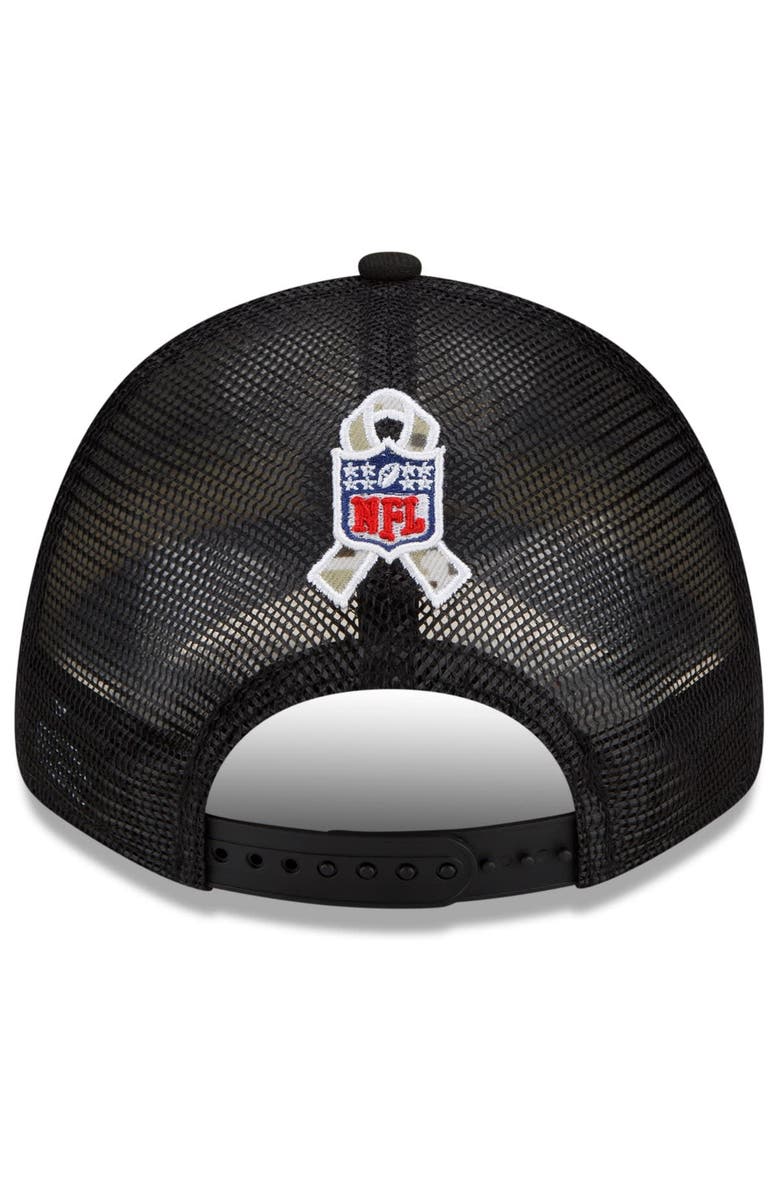 New Era Men's New Era Black/Camo New England Patriots 2021 Salute To Service Trucker 9FORTY Snapback Adjustable Hat, Alternate, color, 