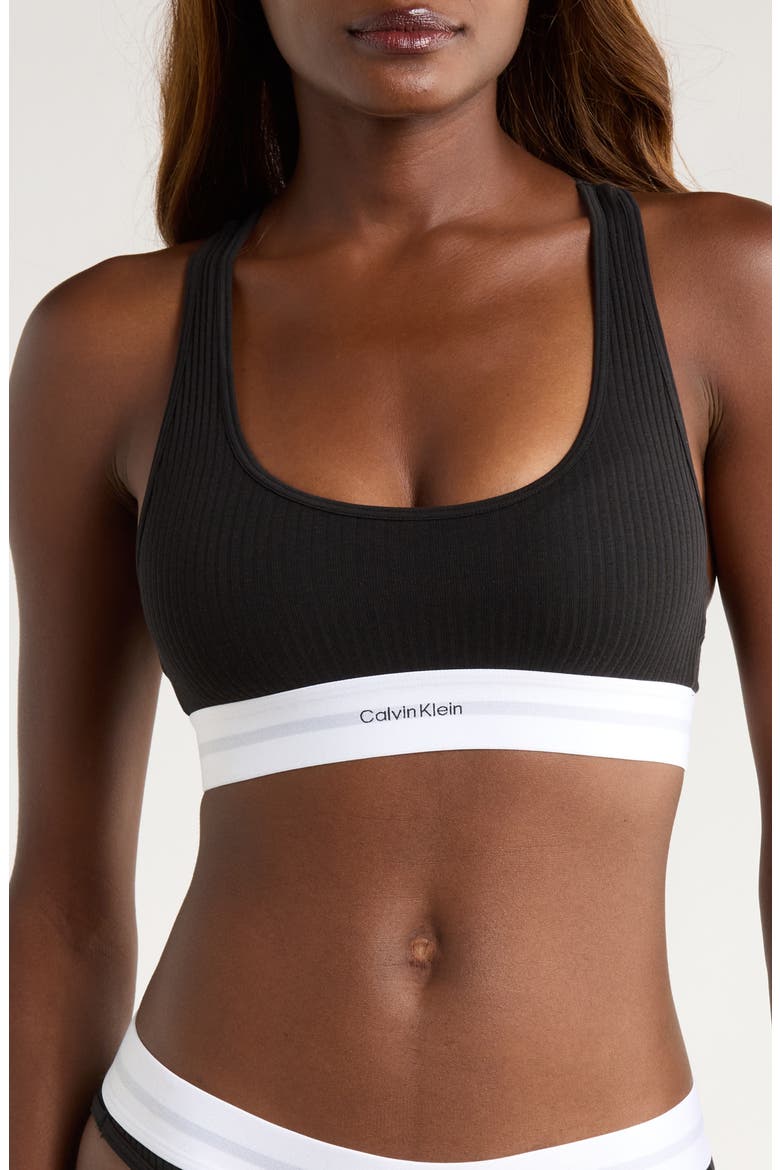 Lightly Lined Rib Logo Bralette, Main, color, BLACK
