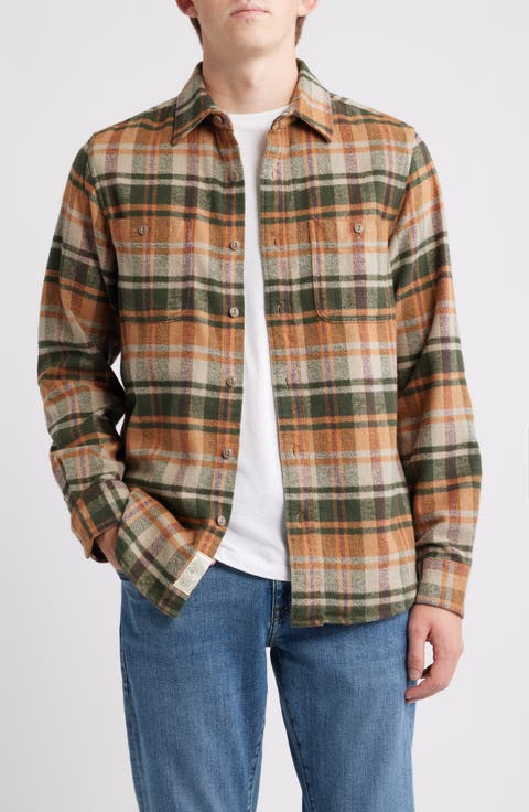 Plaid Flannel Button-Up Work Shirt