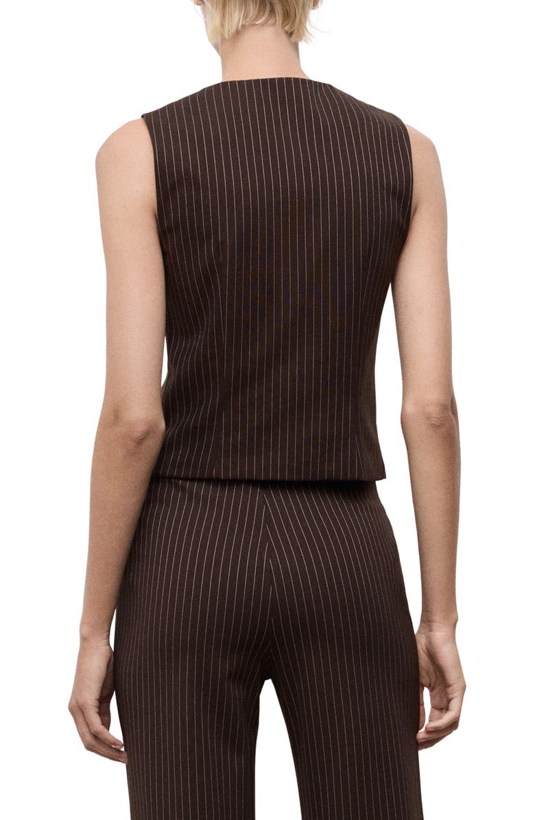 MANGO Fitted Front Zip Sleeveless Top, Alternate, color, Brown