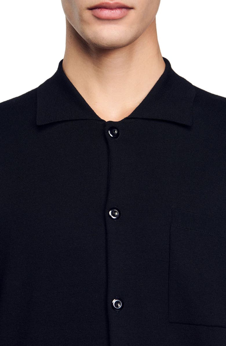 SANDRO Button-down cardigan, Alternate, color, Black