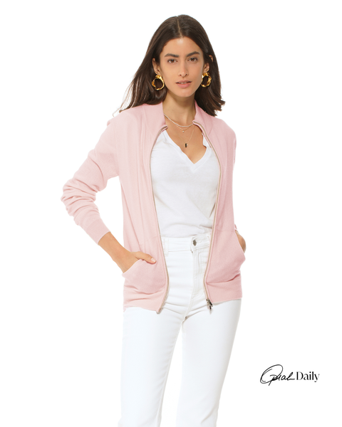 Pure Cashmere Double Slider Slider Zip Cardigan