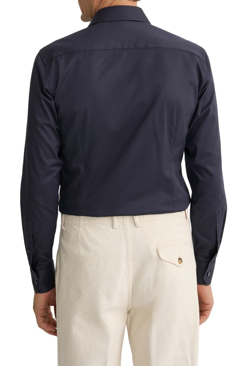 Slim Fit Solid Navy Cotton Twill Dress Shirt, Alternate, color, NAVY