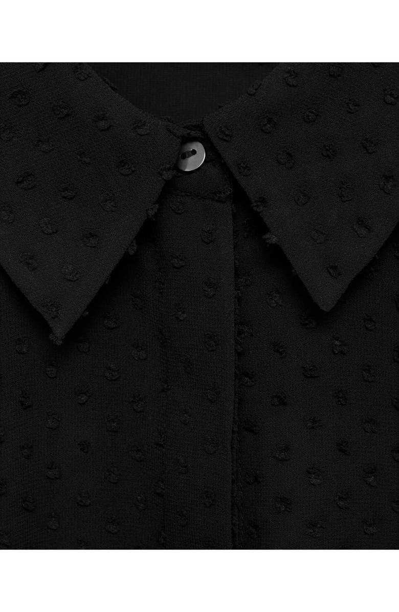 MANGO Plumeti Clip Dot Button-Up Shirt, Alternate, color, Black
