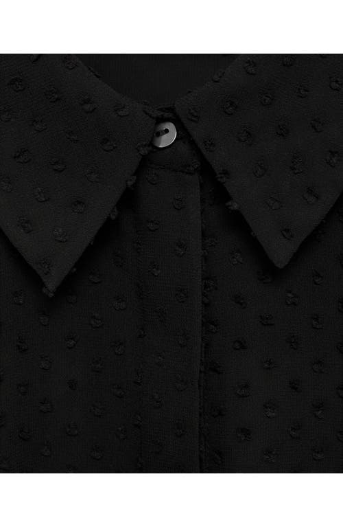 Mango Plumeti Clip Dot Button-up Shirt In Black