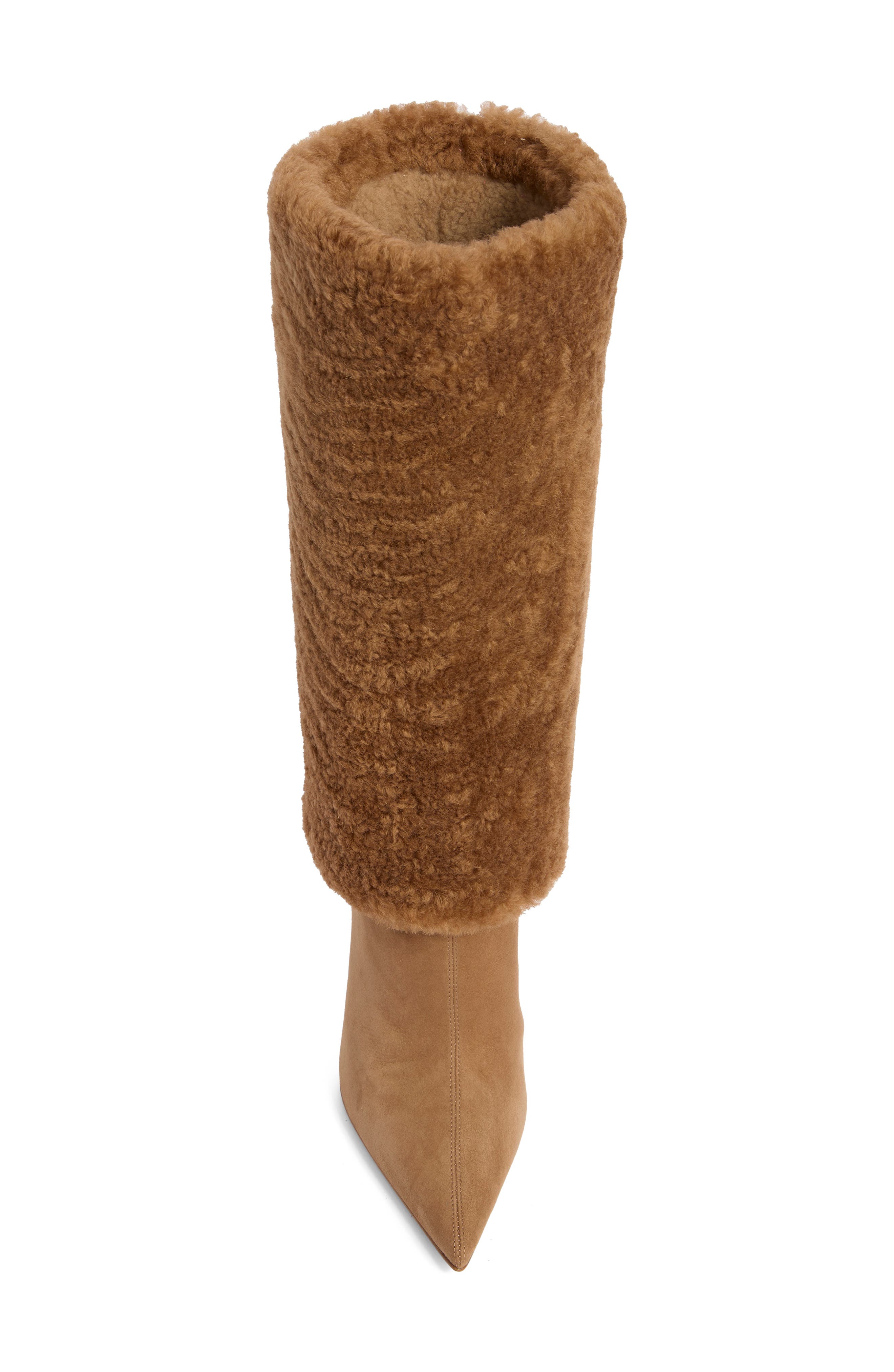 Kelly Genuine Shearling Cuff Knee High Boot, Alternate, color, BRANDY SUEDE