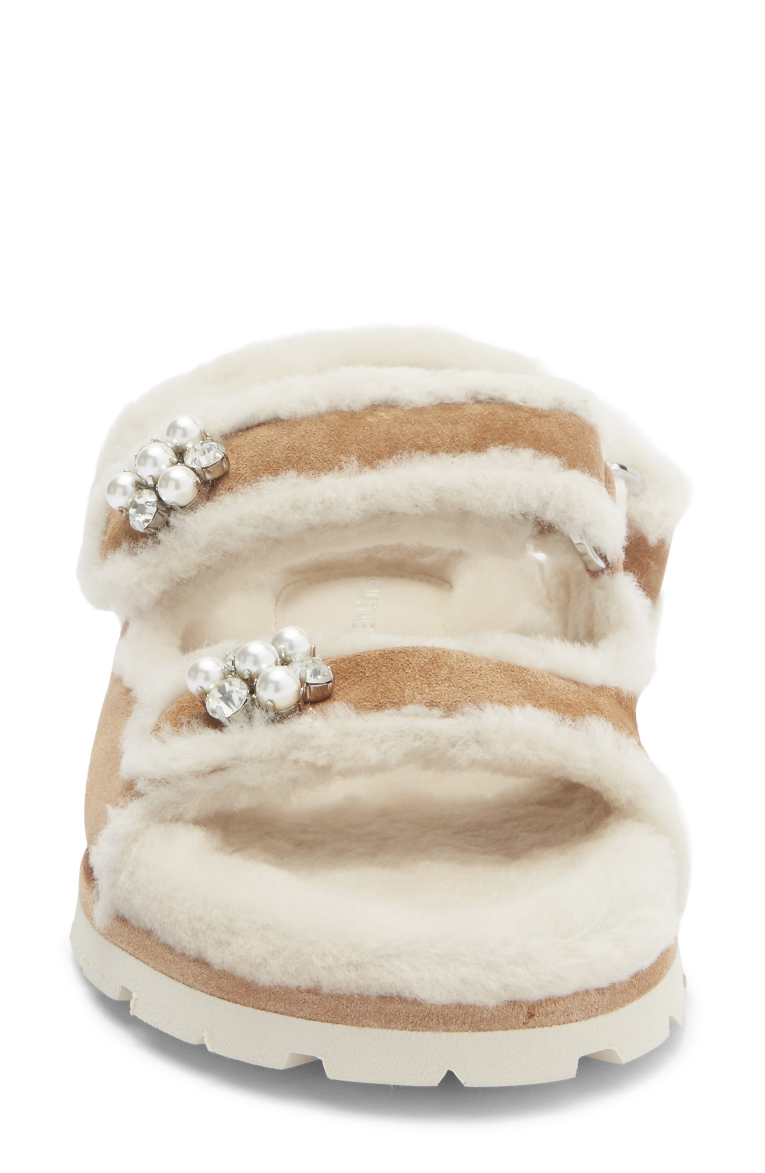 Stuart Weitzman Wynter Genuine Shearling Sandal, Alternate, color, New Camel/ Cream