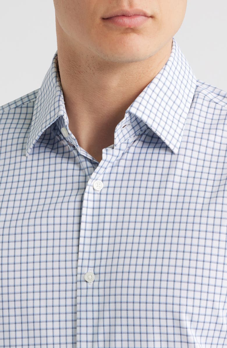 BOSS Hank Kent Slim Fit Check Performance Twill Dress Shirt, Alternate, color, Open Blue