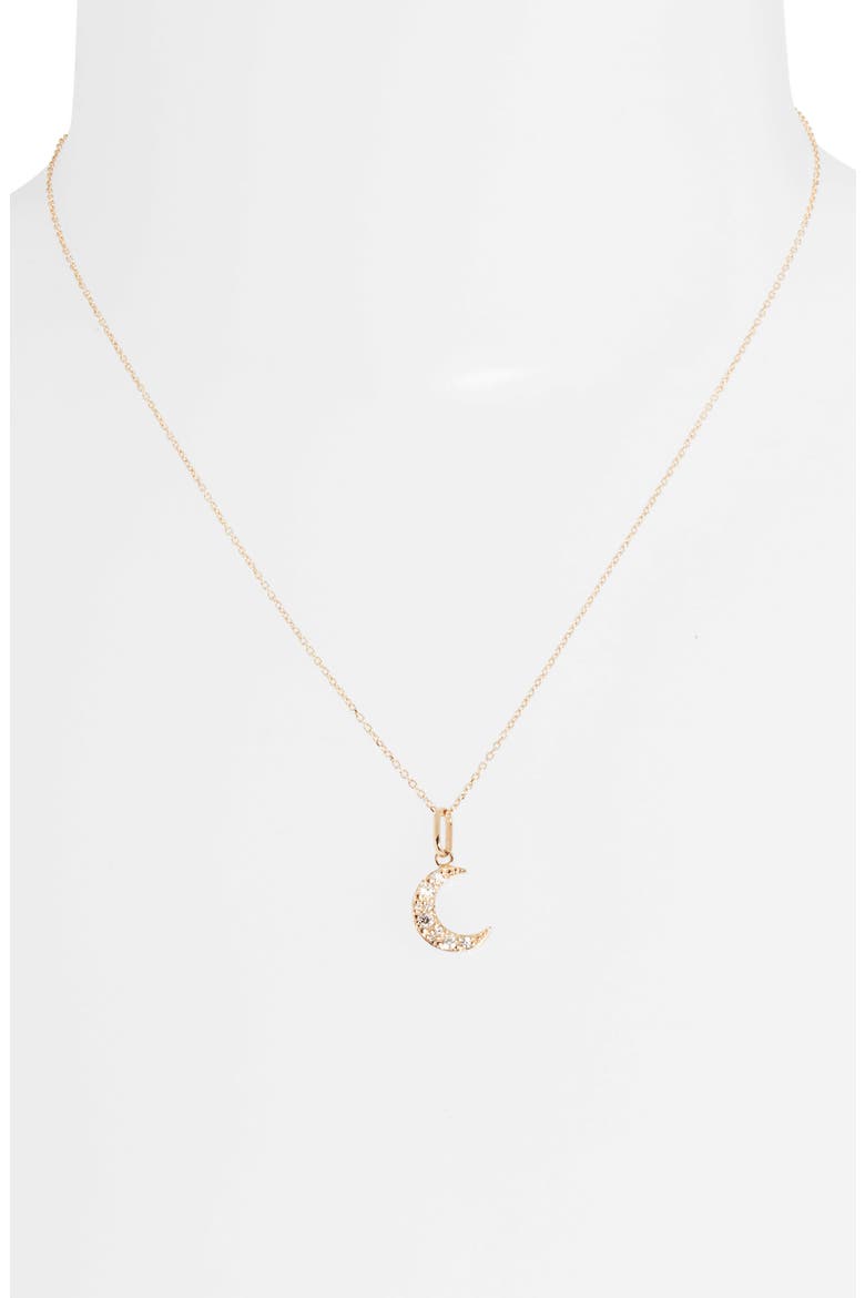 Luna Diamond Moon Pendant Necklace, Alternate, color, Yellow Gold