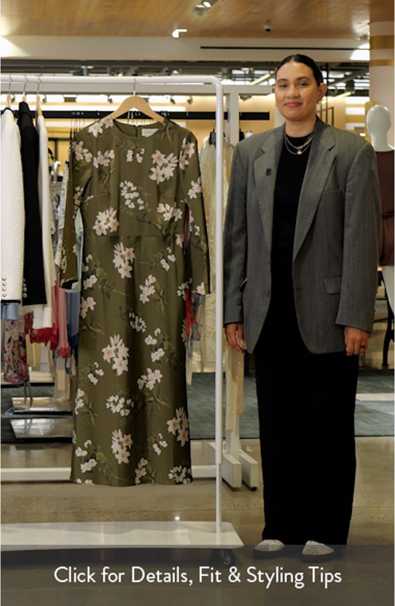 Tyra Floral Long Sleeve Satin Midi Dress, sales video thumbnail