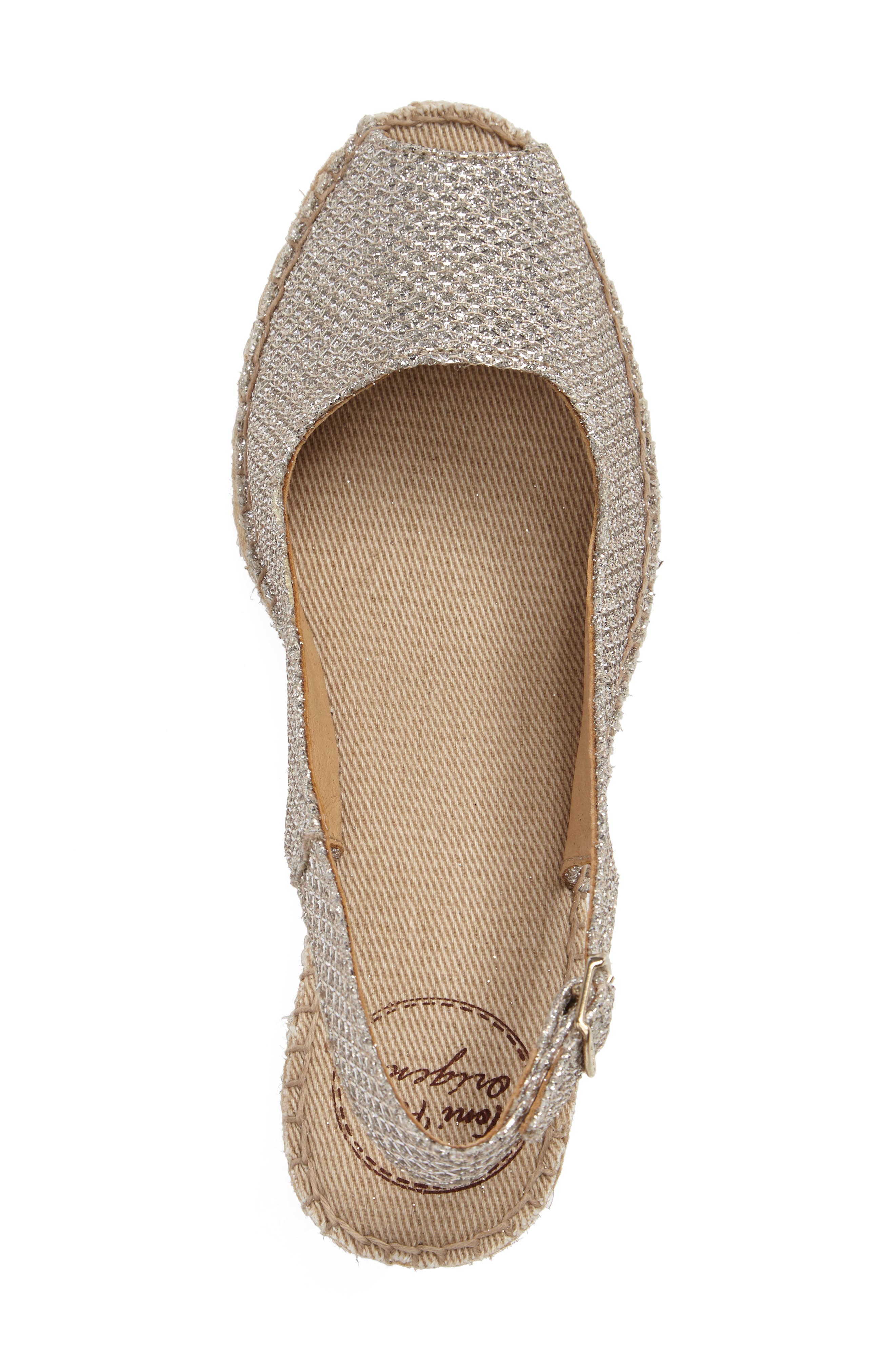 Calafell Slingback Wedge Espadrille, Alternate, color, PLATINUM FABRIC