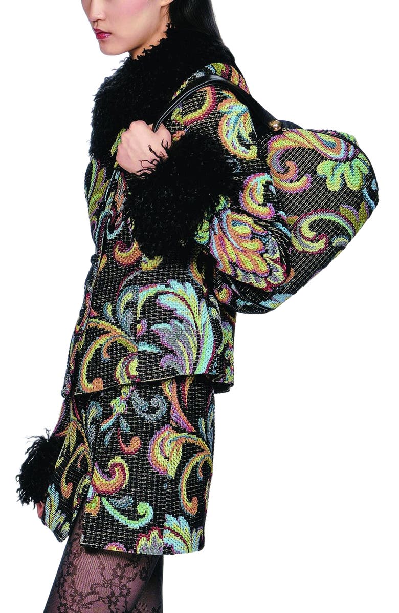 Anna Sui Tapestry Faux Fur Jacket, Alternate, color, Black Multi