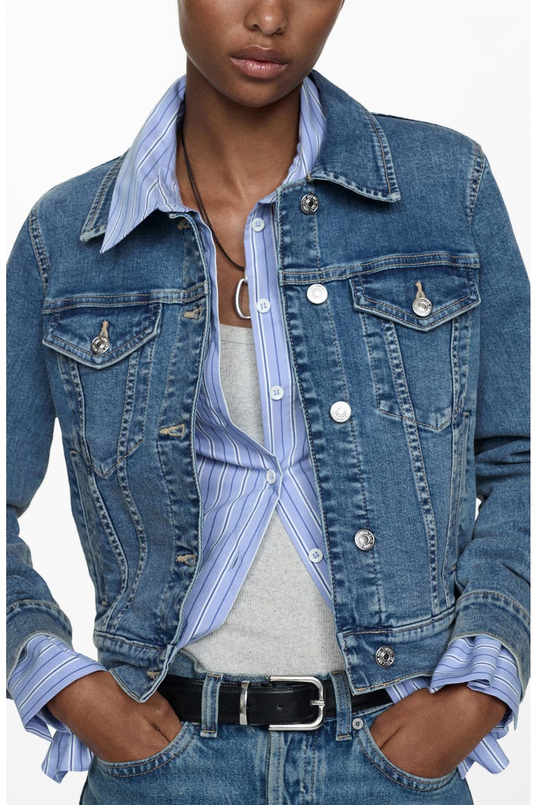 Denim Trucker Jacket, Main, color, MEDIUM BLUE