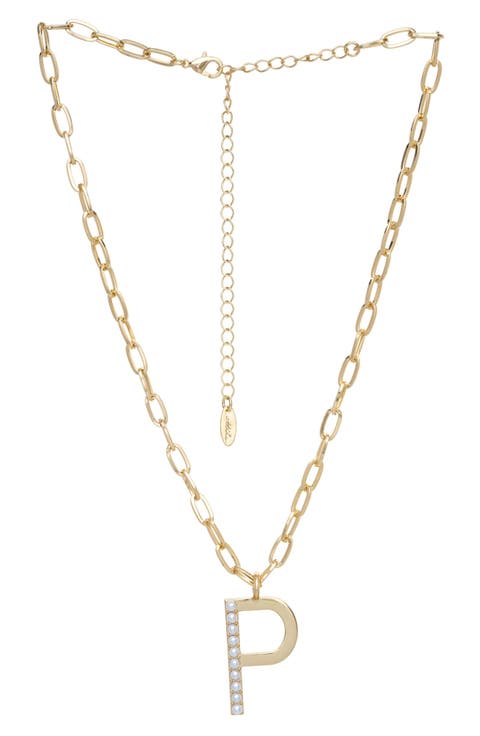 Imitation Pearl Initial Pendant Necklace