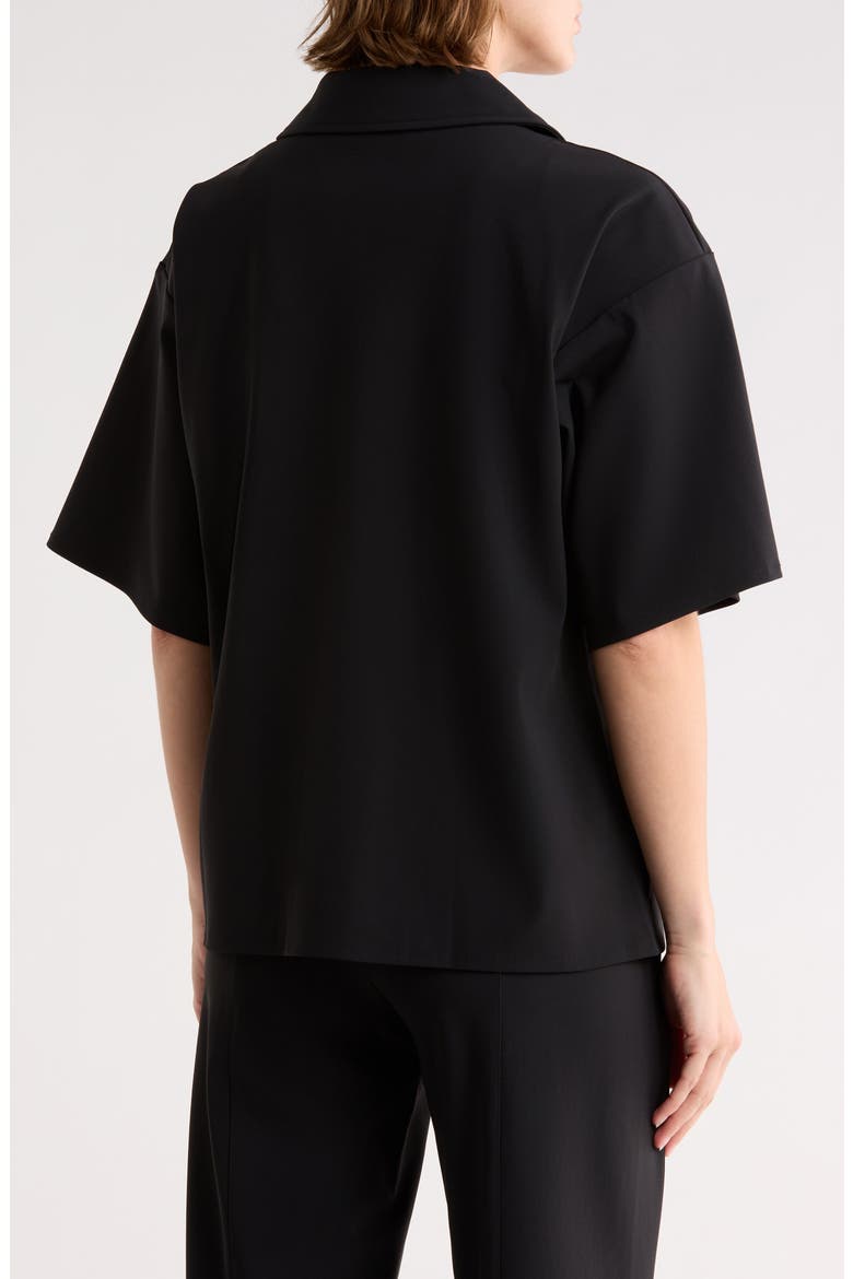 Knit Gabardine Blazer Shirt, Alternate, color, BLACK