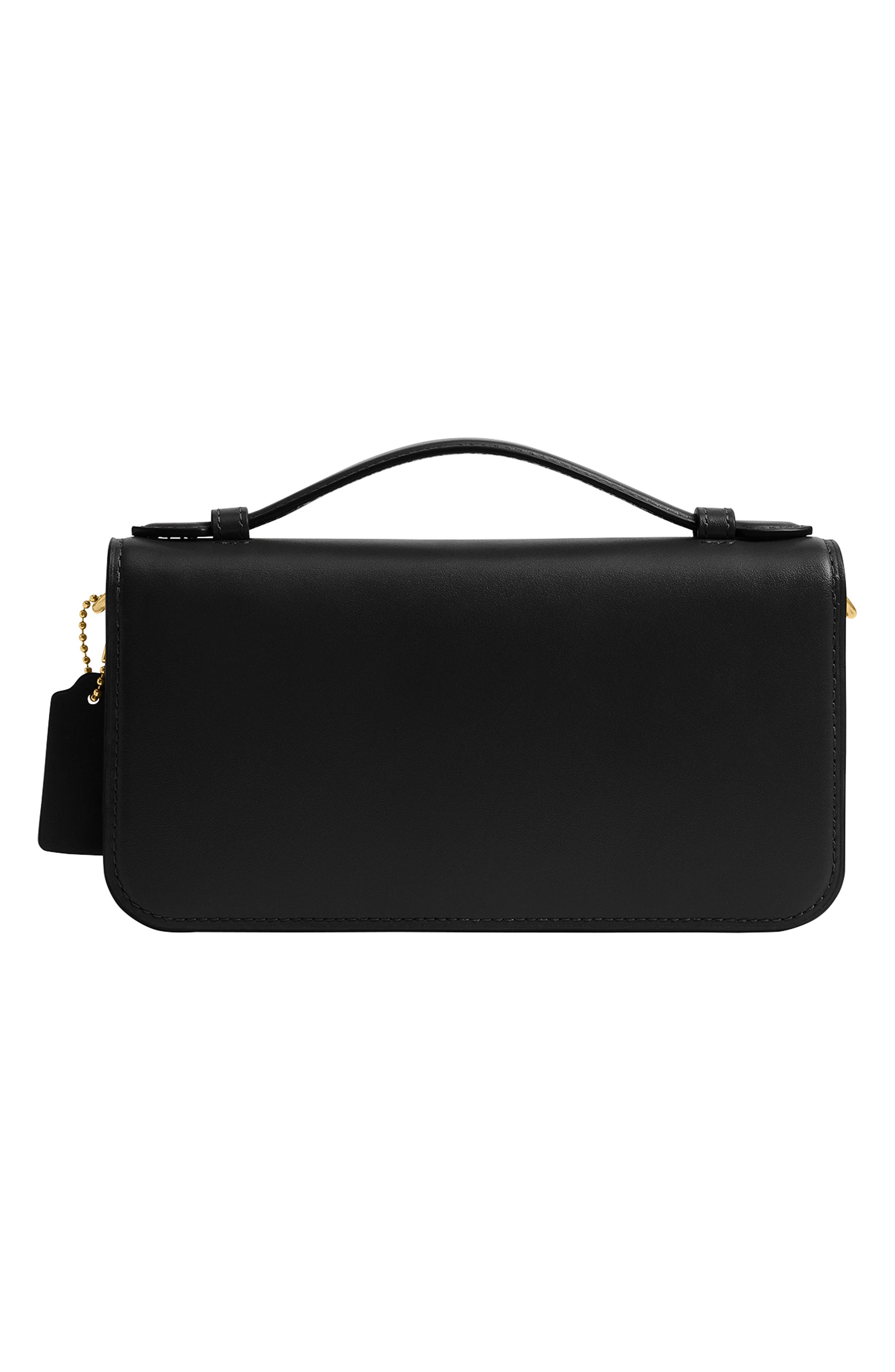 COACH Elora Refined Leather Top Handle Bag, Alternate, color, B4/ Black