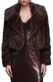 Avec Les Filles Stripe Faux Fur Crop Jacket