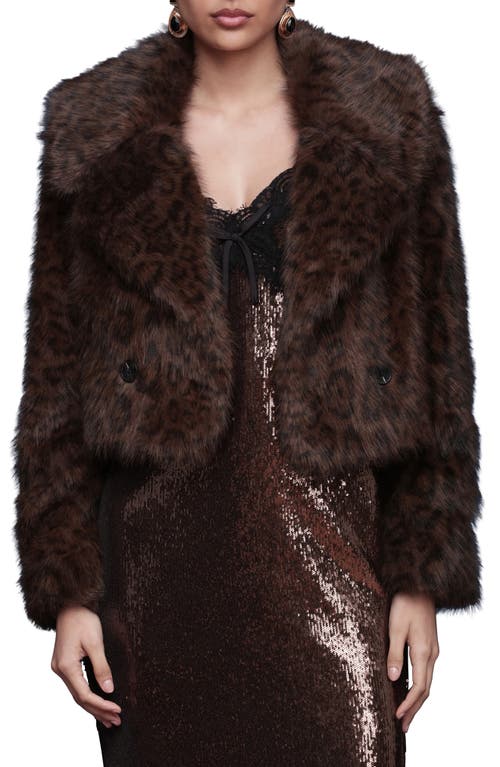 Avec Les Filles Stripe Faux Fur Crop Jacket In Brown