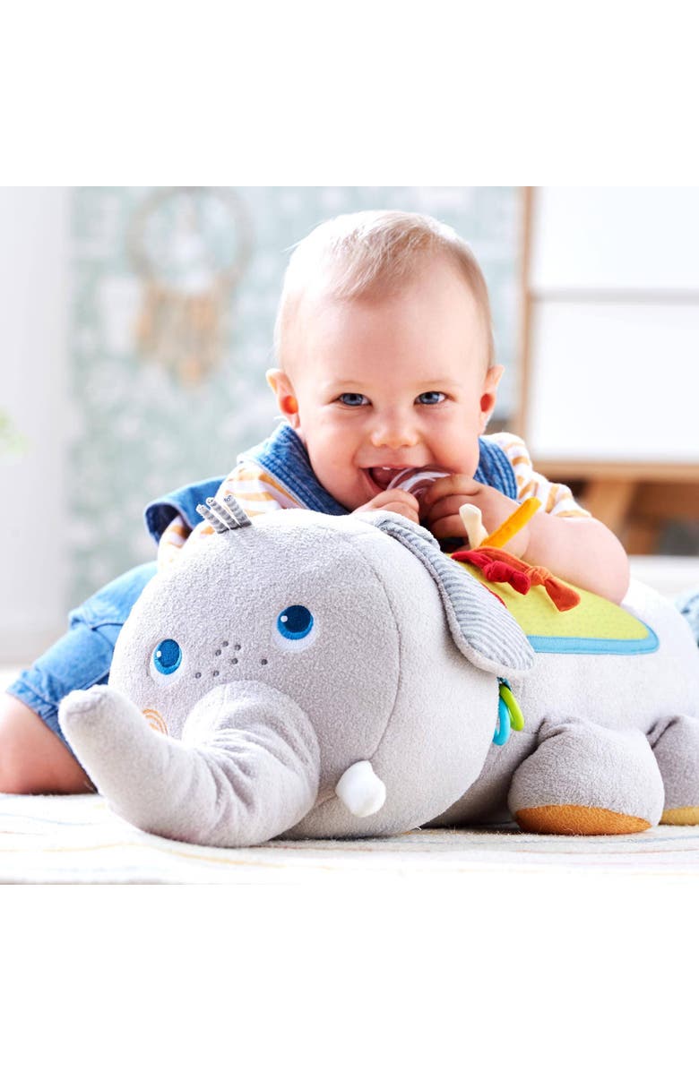 HABA Discovery Elephant Stuffed Animal Sensory Plush Toy with Sounds & Teething Toy Features, Tummy Time Sensory Toy for Babies 6 Months +, Alternate, color, Multi