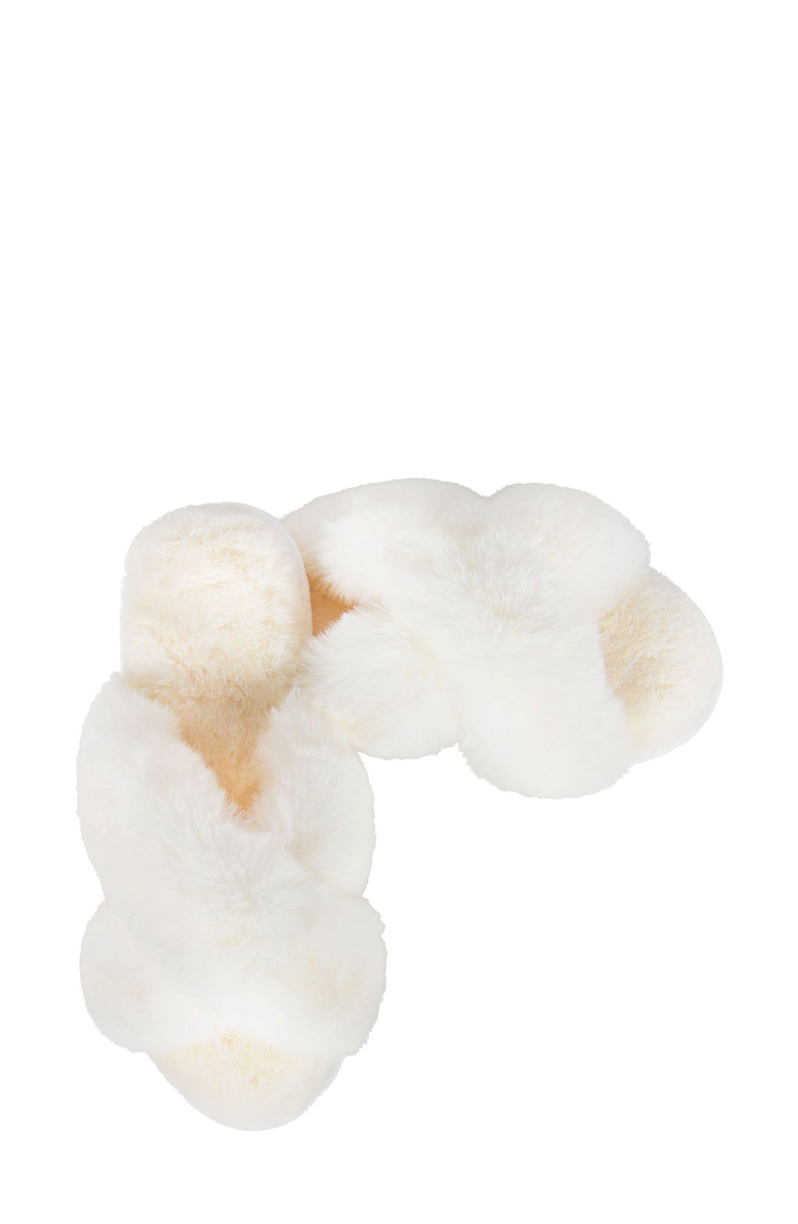 Beverly Faux Fur Memory Foam Slipper, Alternate, color, IVORY