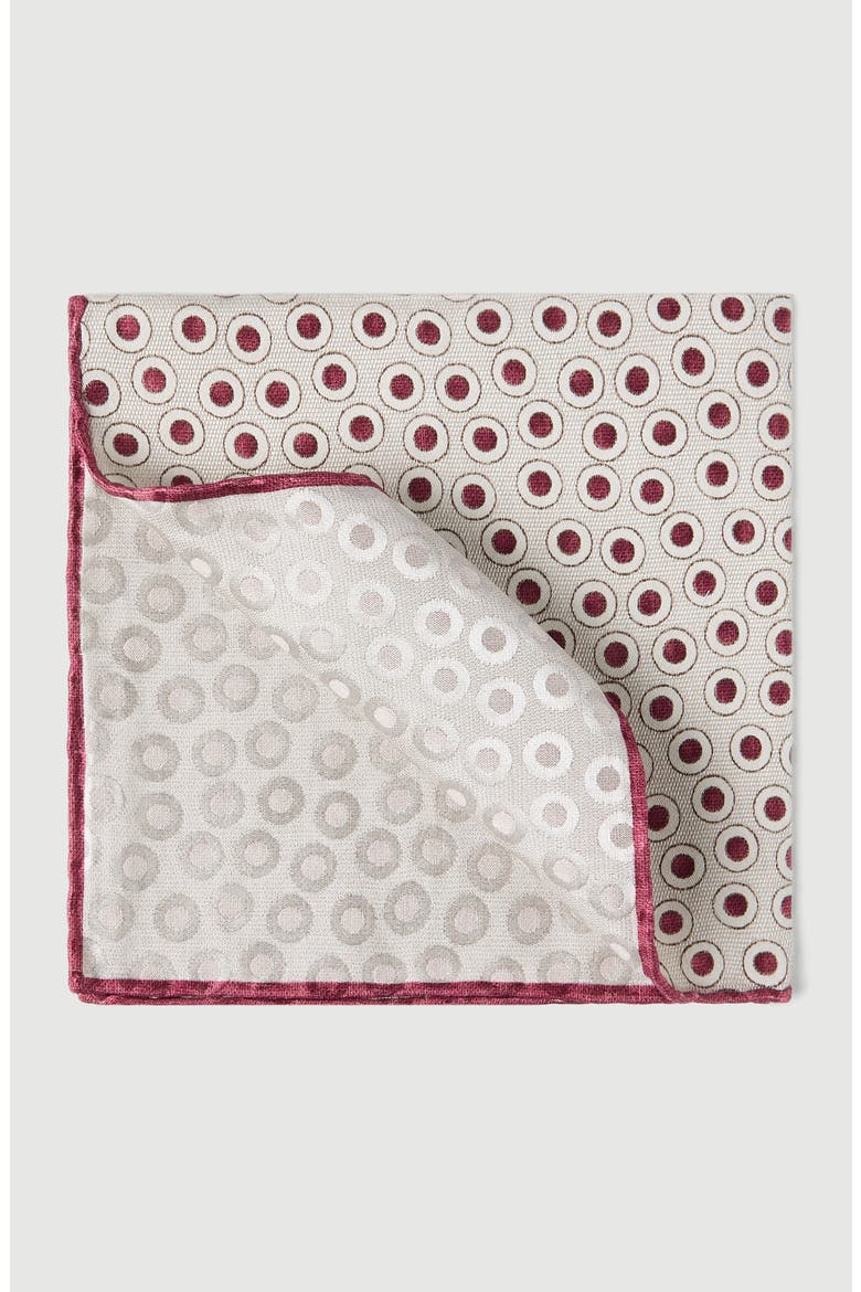 Spotted pattern silk pocket square, Main, color, Cherry