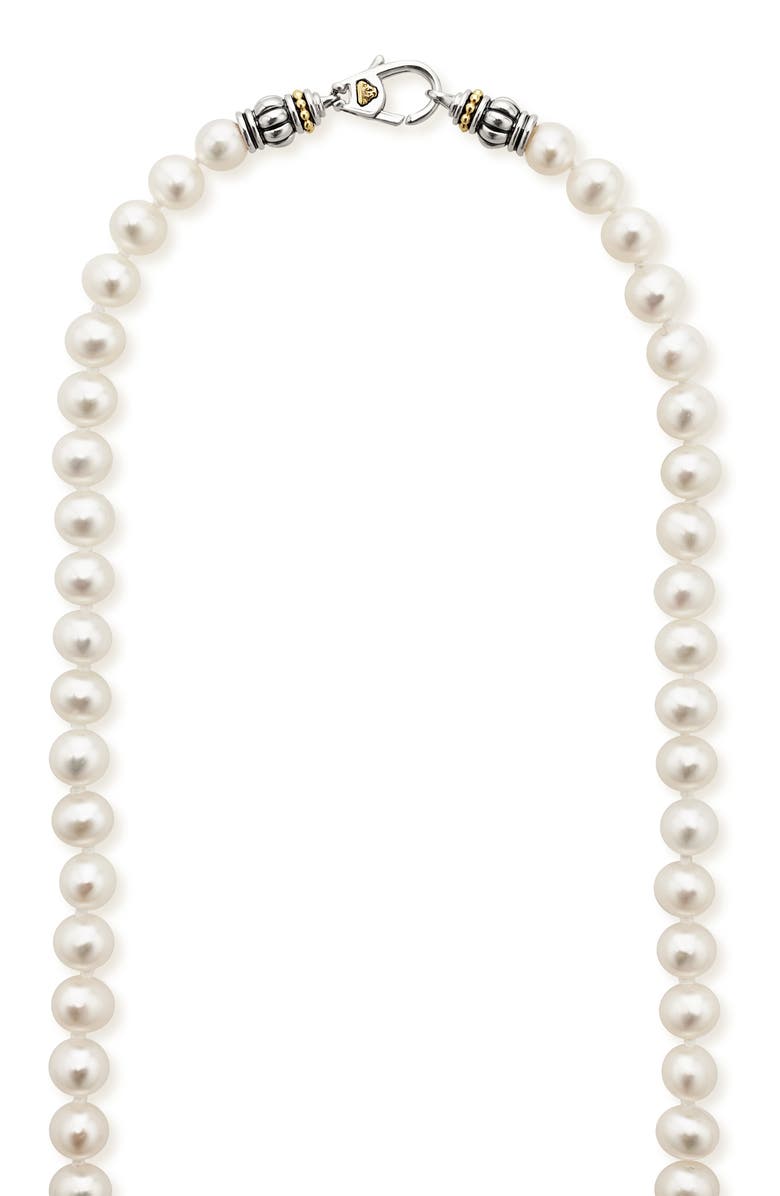 LAGOS Luna Freshwater Pearl Necklace, Alternate, color, Silver