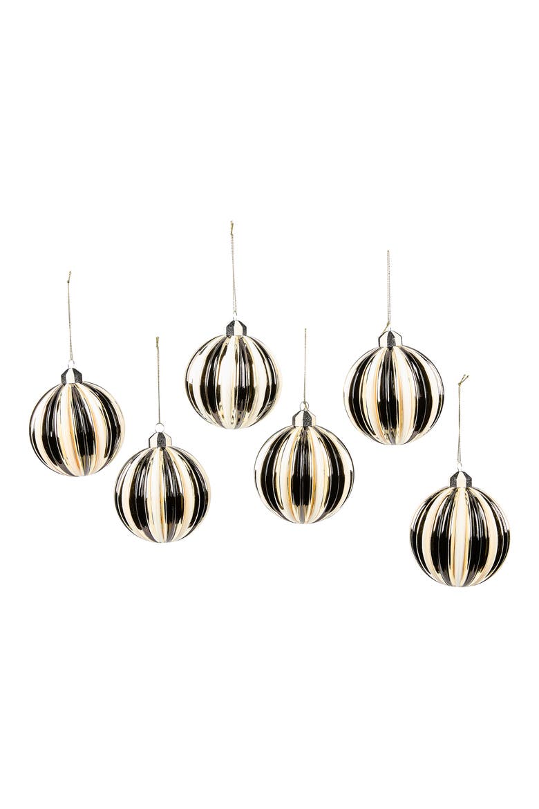 Courtly Noel Striped Christmas Ornament, Main, color, BLACK