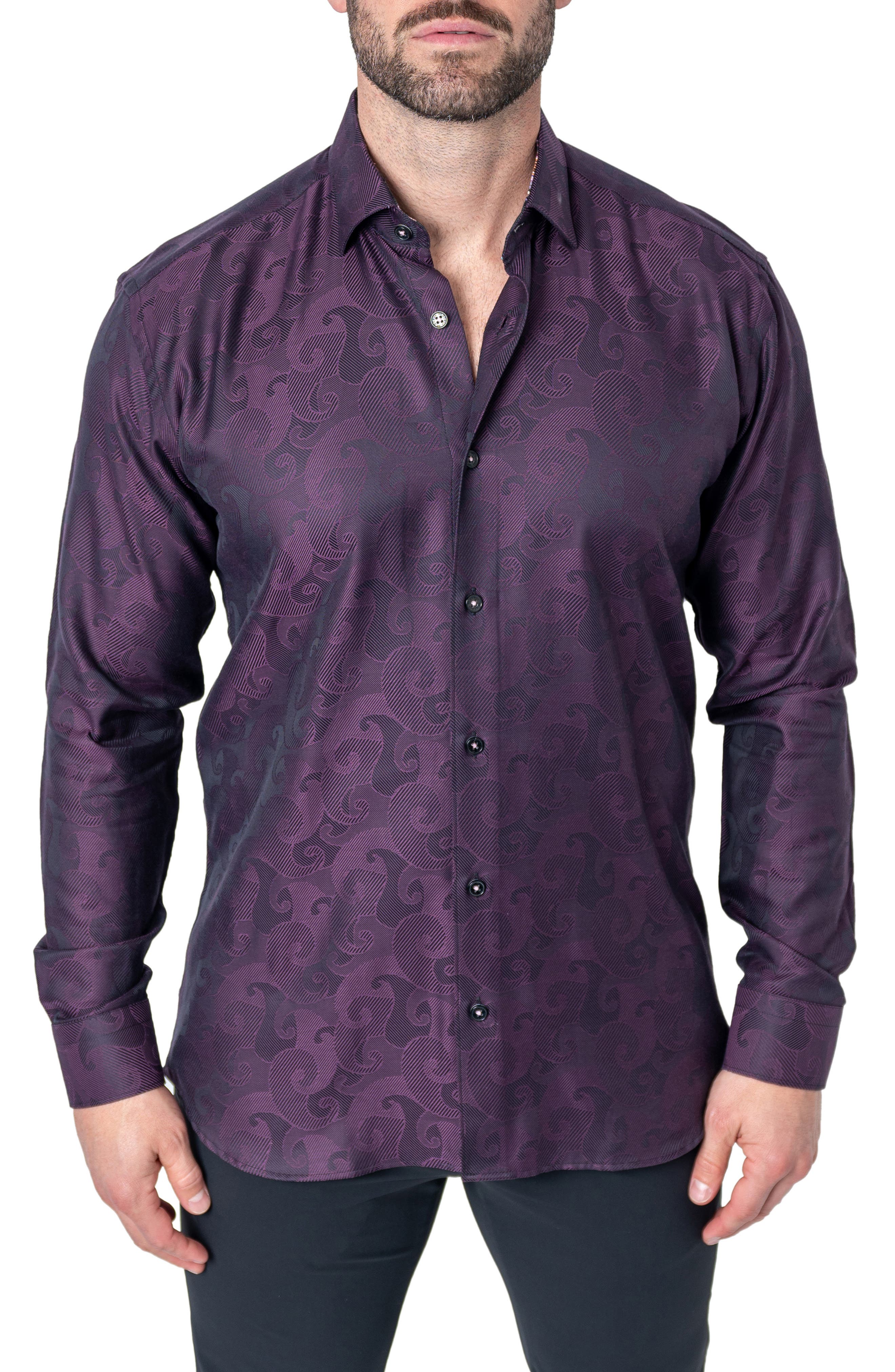 Fibonacci Jacquard Contemporary Fit Button-Up Shirt