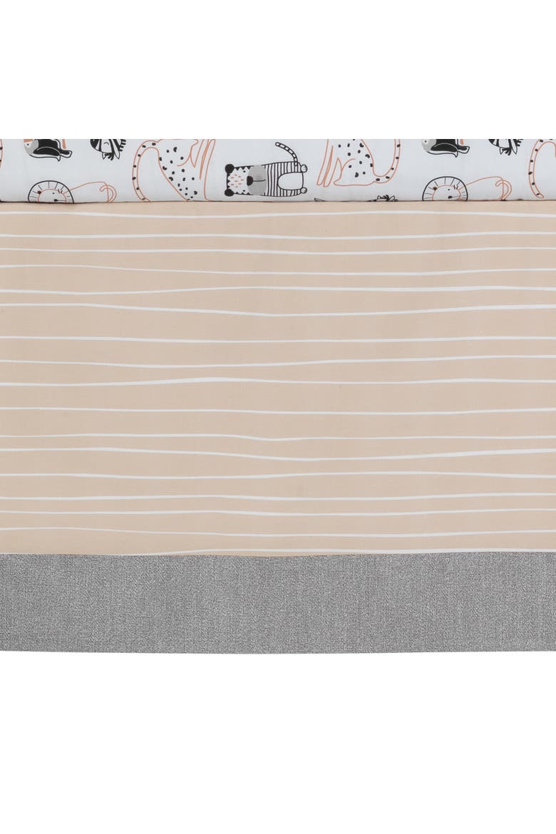 Patchwork Jungle Animals 4-Piece Nursery Baby Crib Bedding Set, Alternate, color, Brown Multicolor
