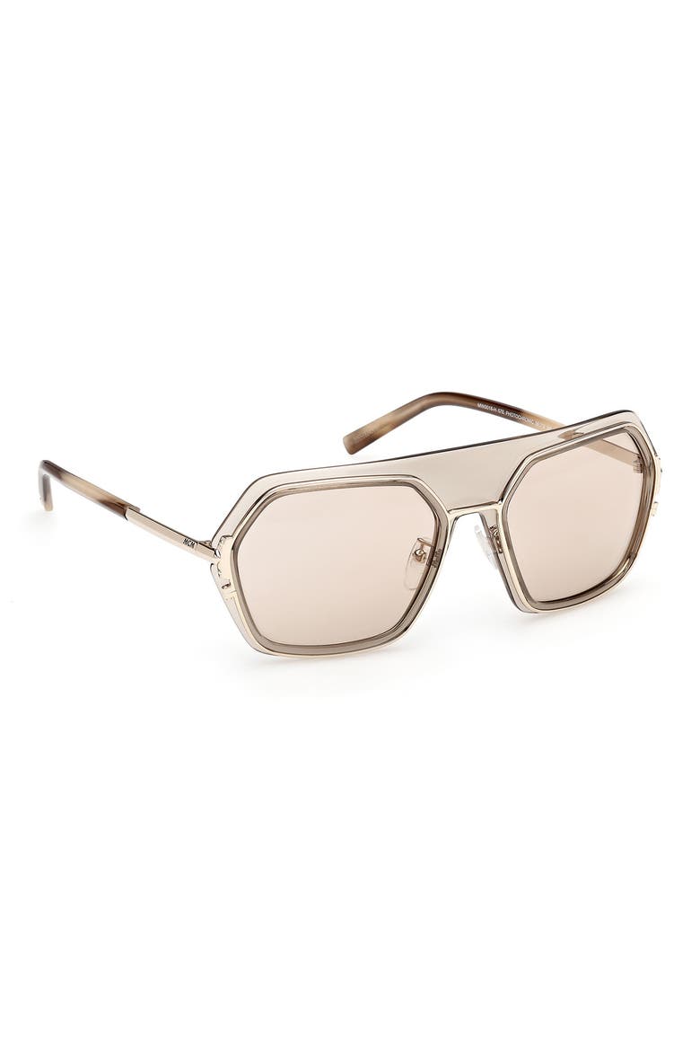 56mm Shield Sunglasses, Alternate, color, SHINY BEIGE / BROWN