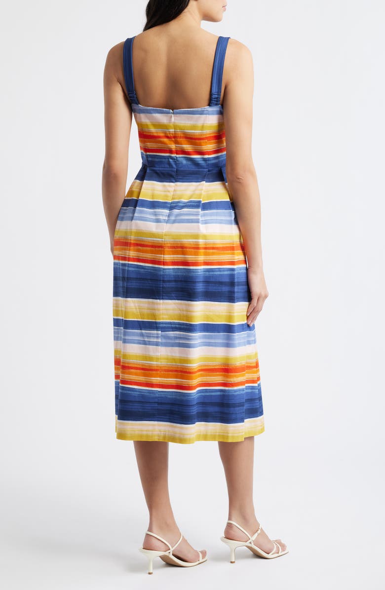 Julia Jordan Stripe Cotton Blend Midi Dress, Alternate, color, Orange Multi