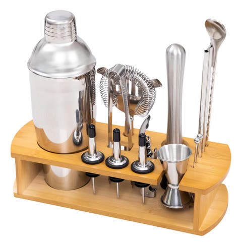 Cocktail Shaker Set Bartender Kit with Stand, 16-Piece Barware Mixing Tools, Stainless Steel