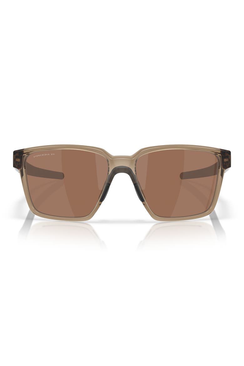 57mm Polarized Rectangular Sunglasses, Main, color, BROWN