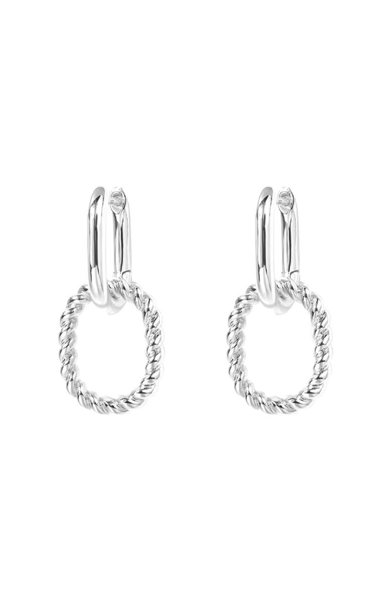 Hollywood Sensation Double Hoop Twist Huggie Drop earrings, Alternate, color, Silver