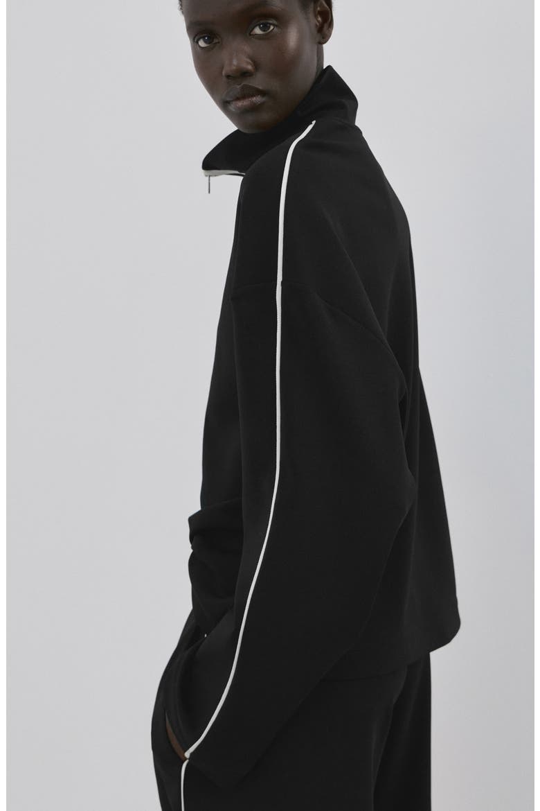Side Piped Knit Wide Leg Pants, Alternate, color, BLACK