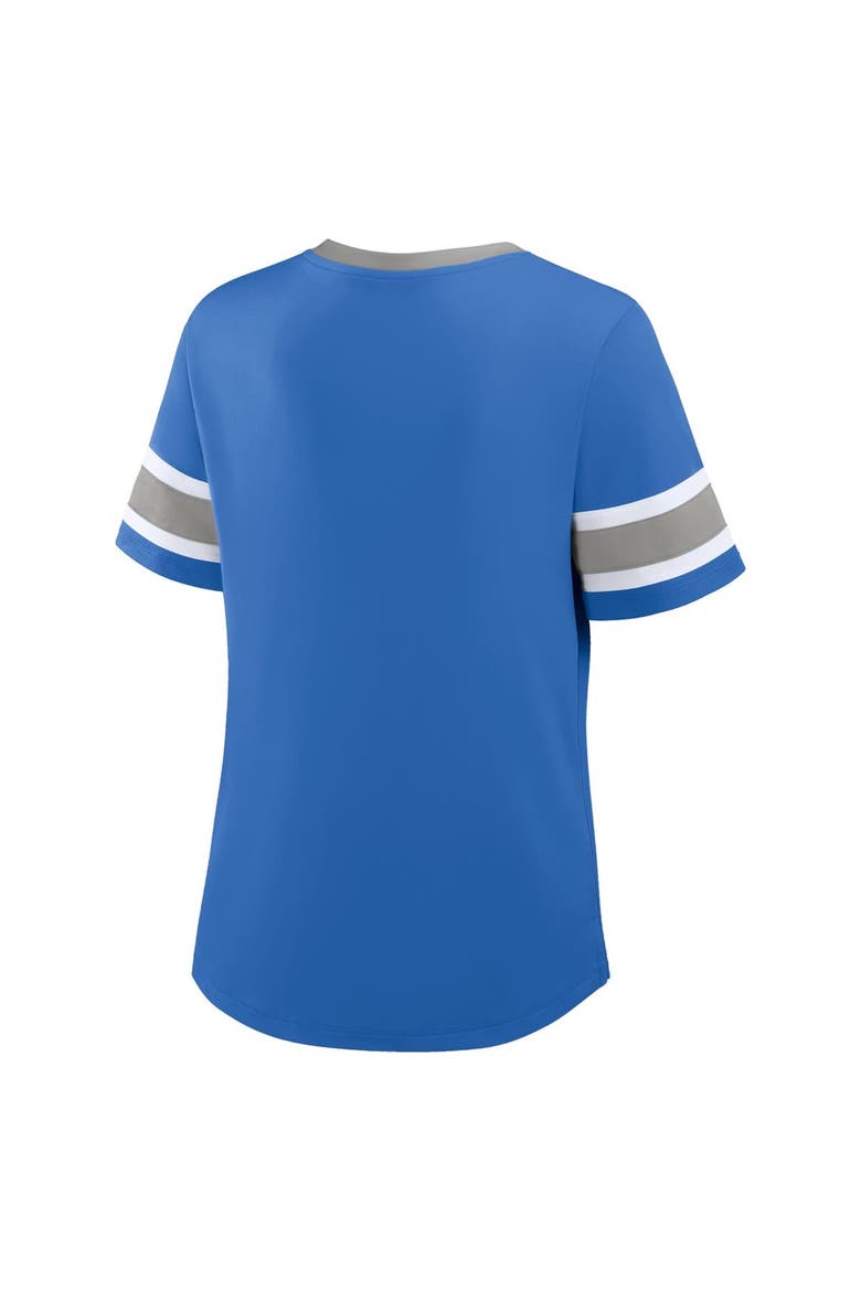 Women's Fanatics Blue Detroit Lions Redzone Draw Play Athena Lace-Up T-Shirt, Alternate, color, Blue
