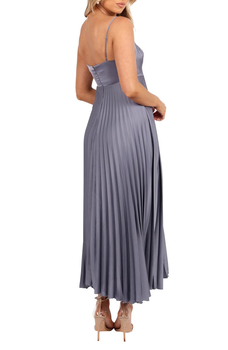 Petal & Pup Keegan Pleated Satin Dress, Alternate, color, Steel Gray